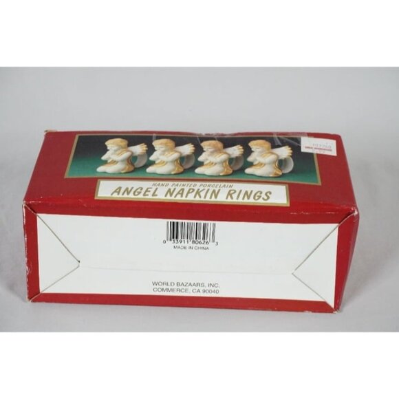Vintage World Bazaar Hand Painted Porcelain Angel Napkin Rings ~ Set of 4 - Picture 2 of 10